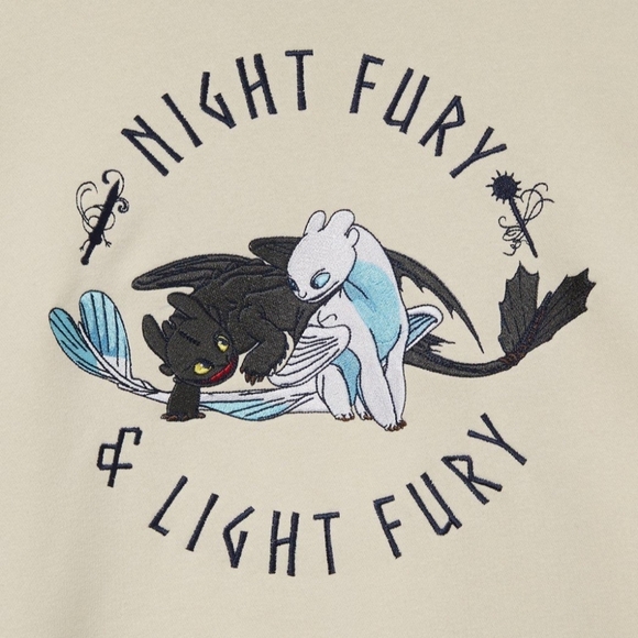 How To Train Your Dragon Toothless & Light Fury Panel Sweatshirt Unisex - Picture 2 of 2